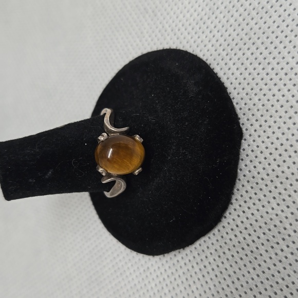 Tigereye Vintage Sterling Silver Ring Sz 7.5 - Picture 4 of 4